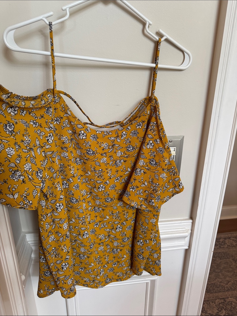 Kaileigh Mustard Floral Off-Shoulder Cami